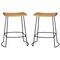 Contemporary Home Living Set of 2 Brown and Black Saddle Seat Counter Stools 25"